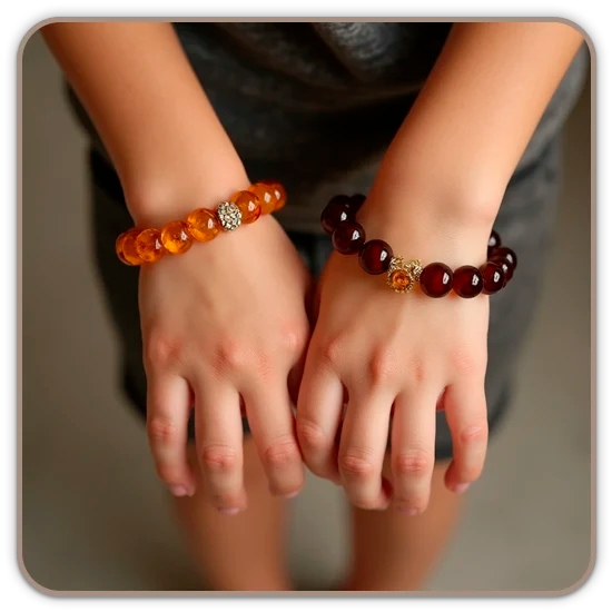 Baltic amber bracelets and anklets for children