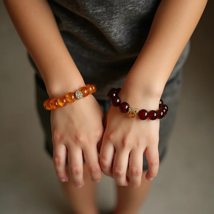 Baltic amber bracelets and anklets for children
