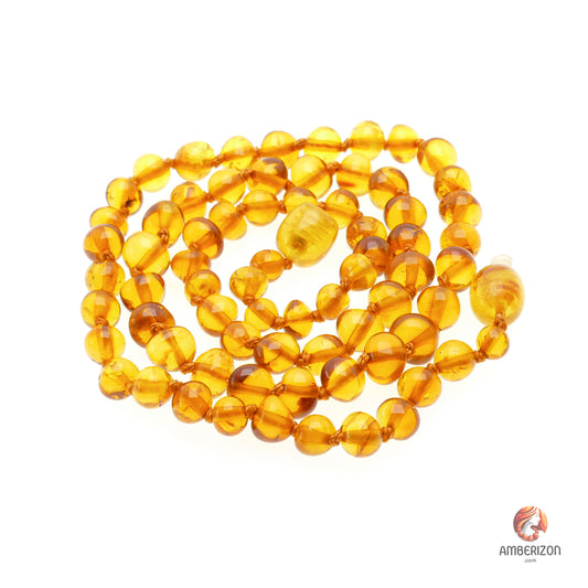 dult Unisex Baltic Amber Baroque Necklace - Honey Color - 47cm Length