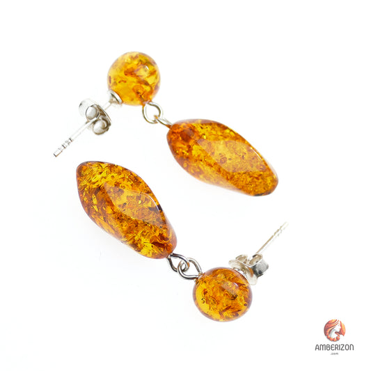 Baltic amber earrings - Honey dongle earrings
