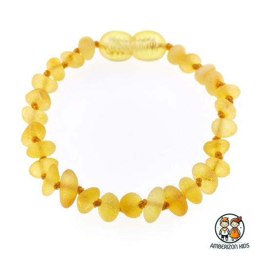 Honey sea amber baby bracelet-anklet - Smooth frosted chip beads