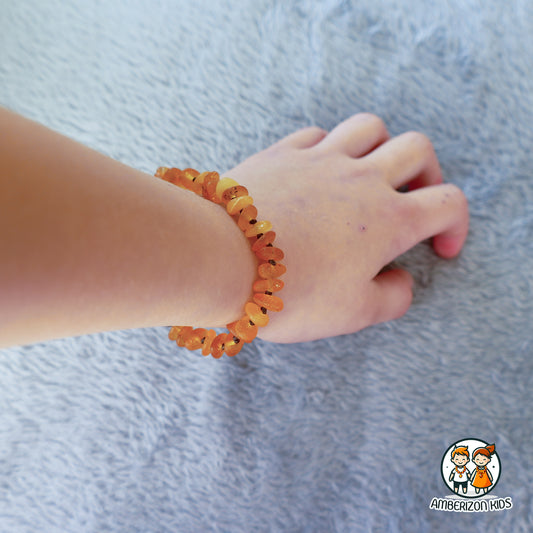 Multiolored sea amber baby bracelet-anklet - Smooth frosted chip beads