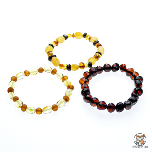 Baby Baltic amber bracelet-anklet 3x bundle