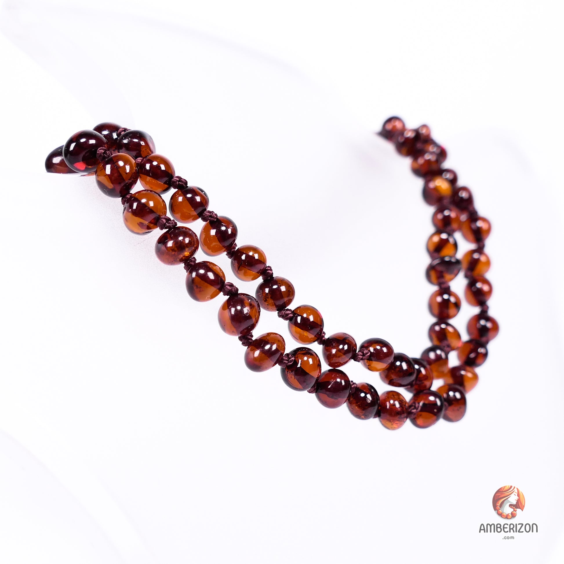 Unisex Baltic Amber Necklace - Polished Cherry Baroque Beads