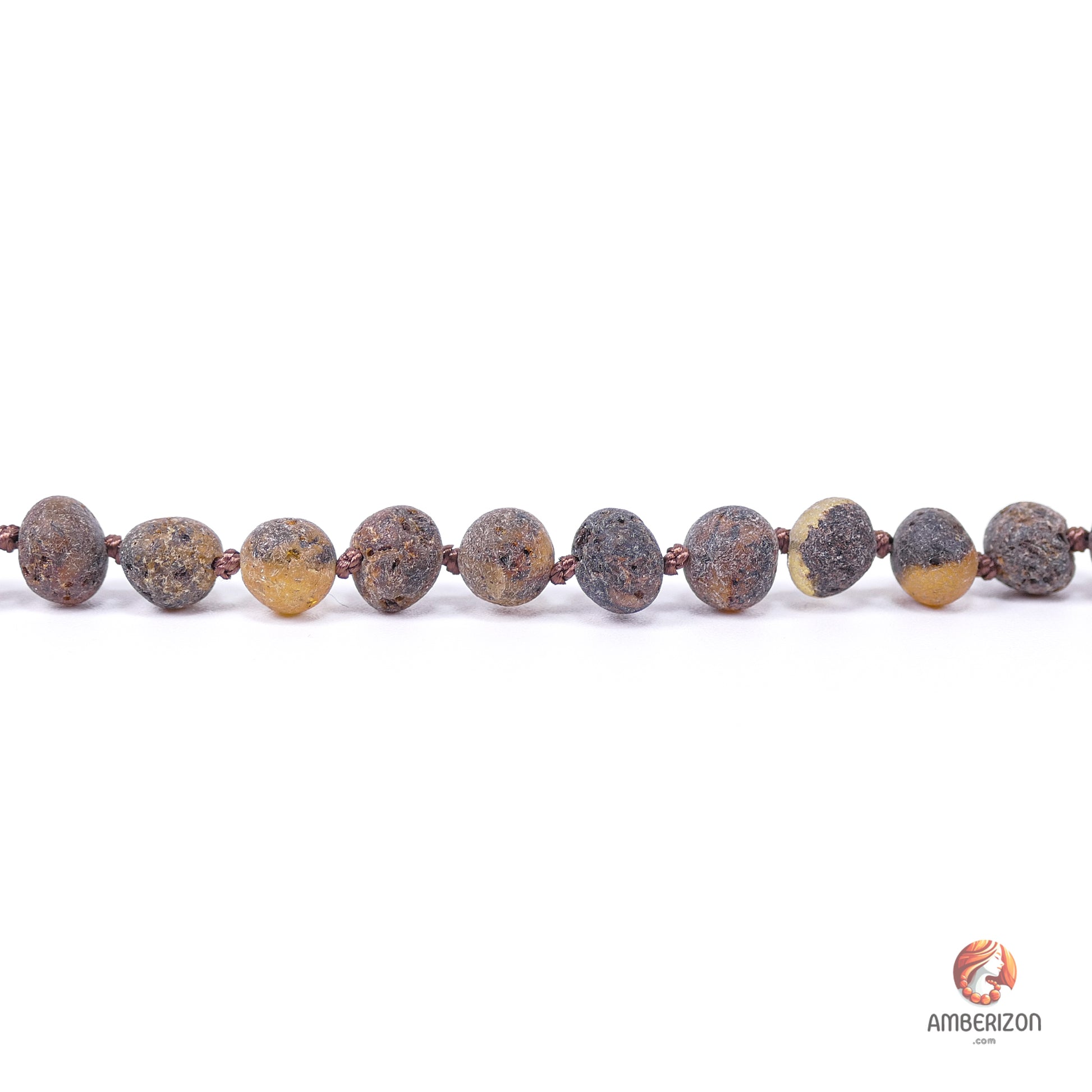 Knotted Baltic amber necklace - Raw amber baroque beads - Woman's amber jewelry