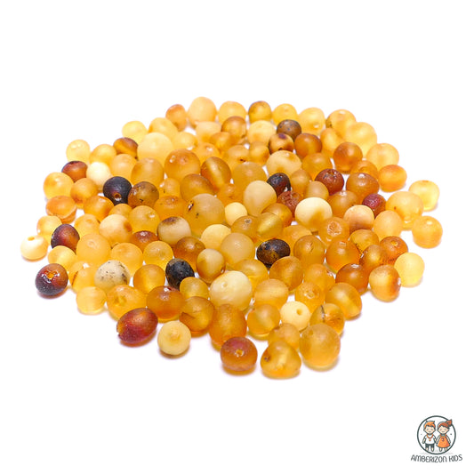 Loose amber beads for DIY - Drilled baroque raw amber beads honey color