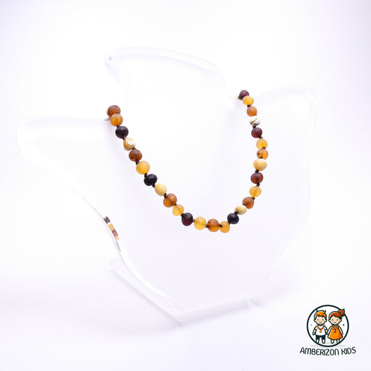 Multicolored cherry raw amber baby necklace - Unisex