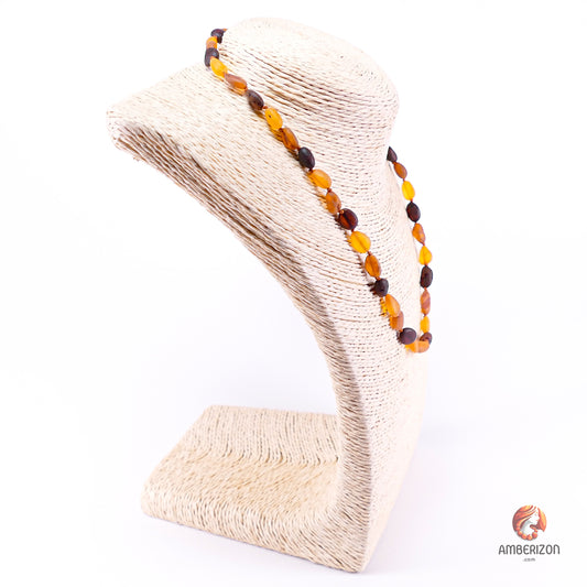 Women's necklace - Raw amber beads - Bean shape beads