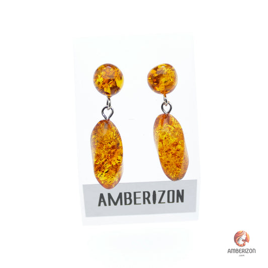 Baltic amber earrings - Honey dongle earrings