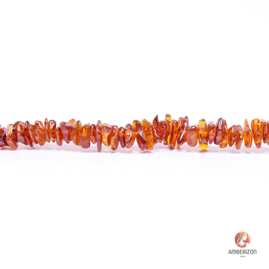 Baltic amber chip necklace - Cognac amber chip strand