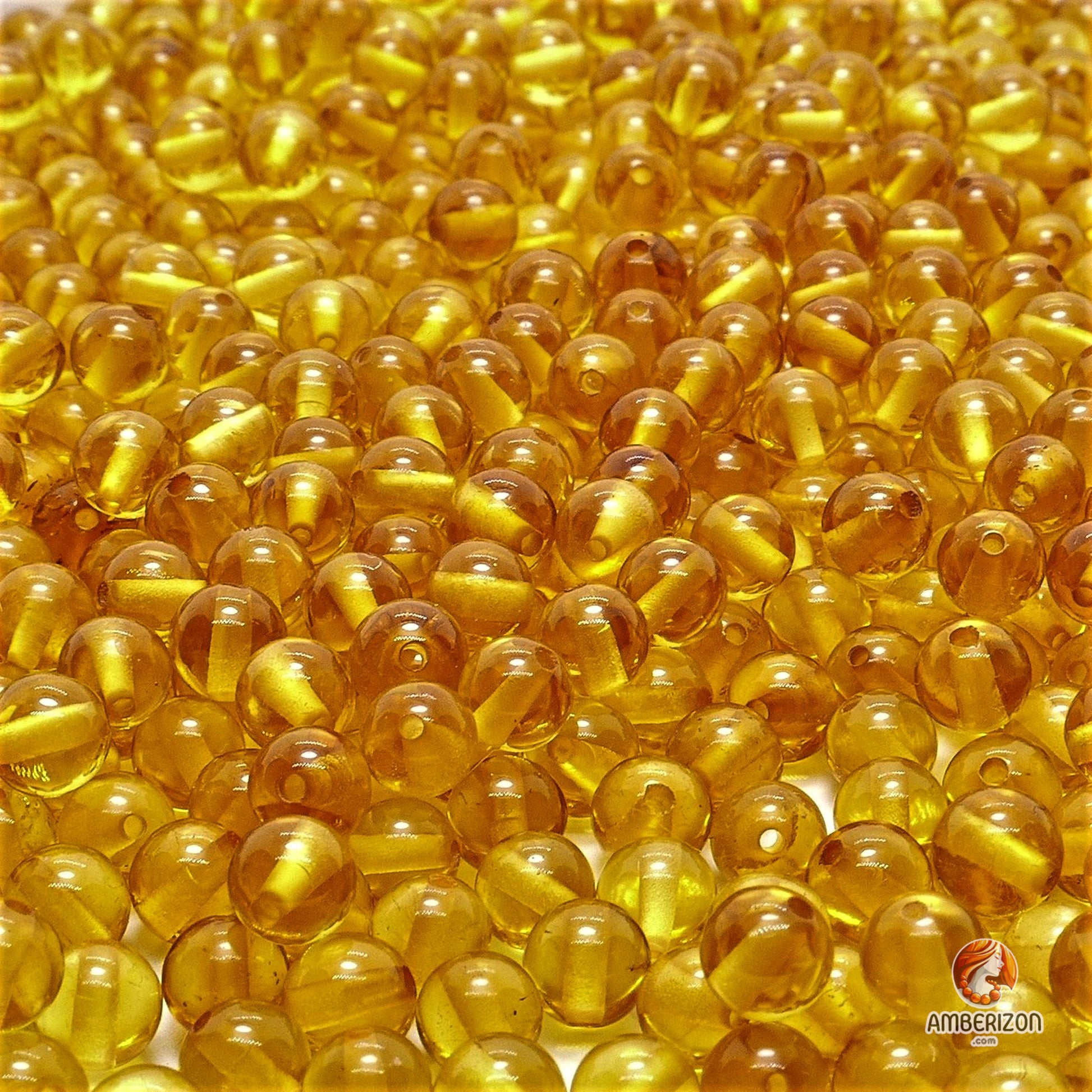 DIY Jewelry Supplies: Polished Honey Baltic Amber Round Beads (4-8mm), Sold by Bead