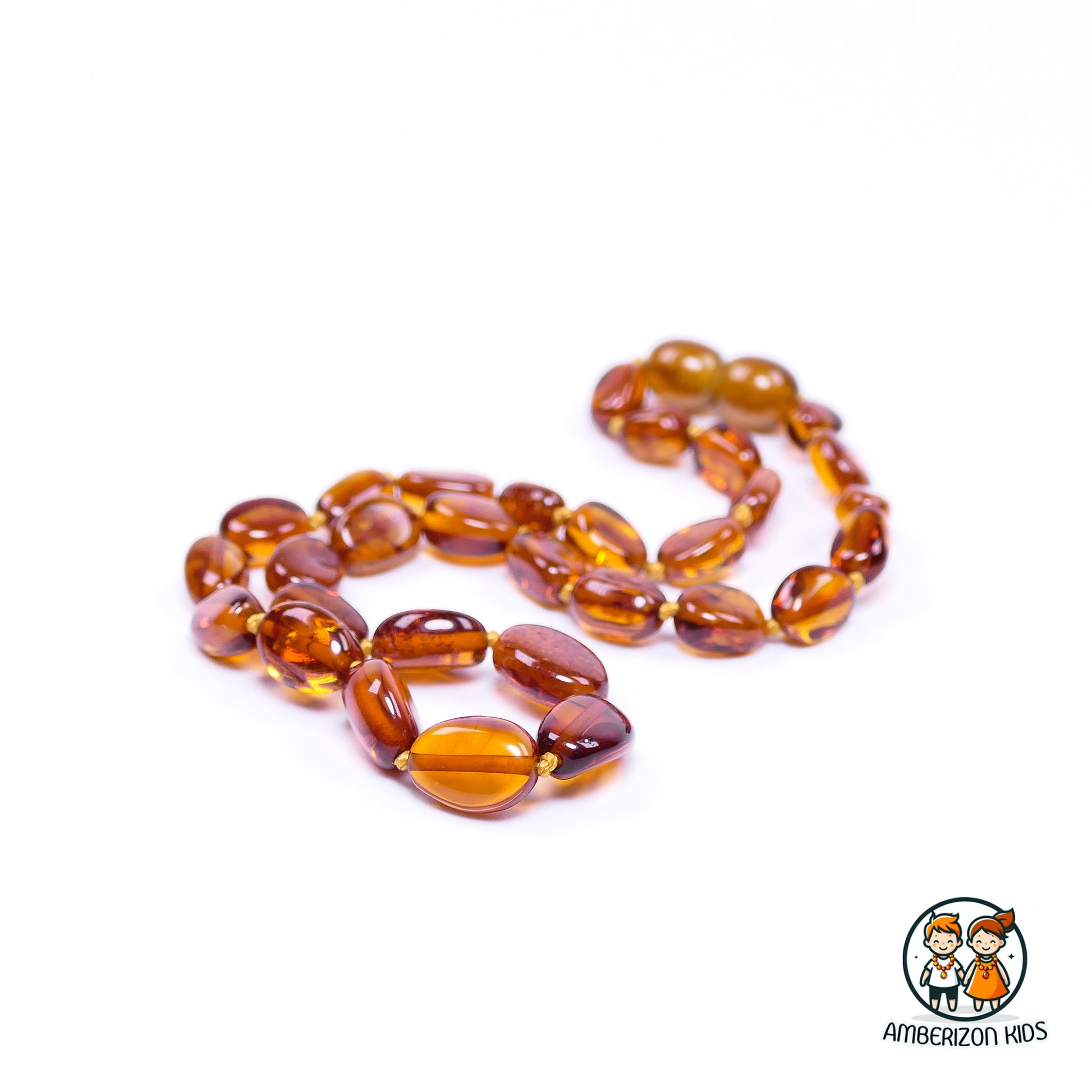 Best Baltic amber teething necklace in olive shape beads