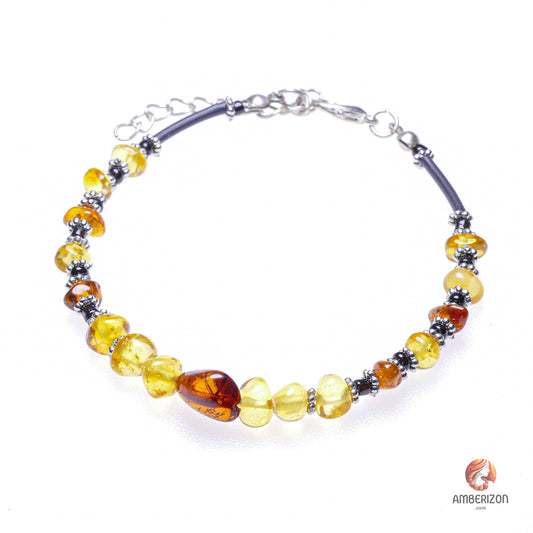 Baltic amber bracelet - Clear AAA honey round beads - Lobster clasp