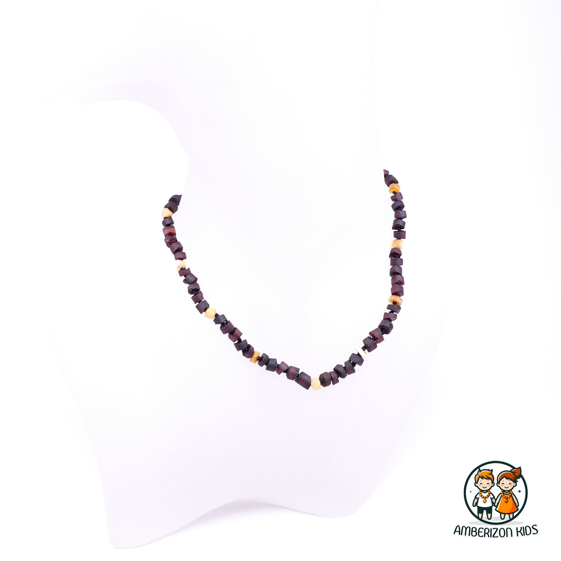 Unpolished Amber Teething Necklace: Raw Multicolor Cylinders for Babies