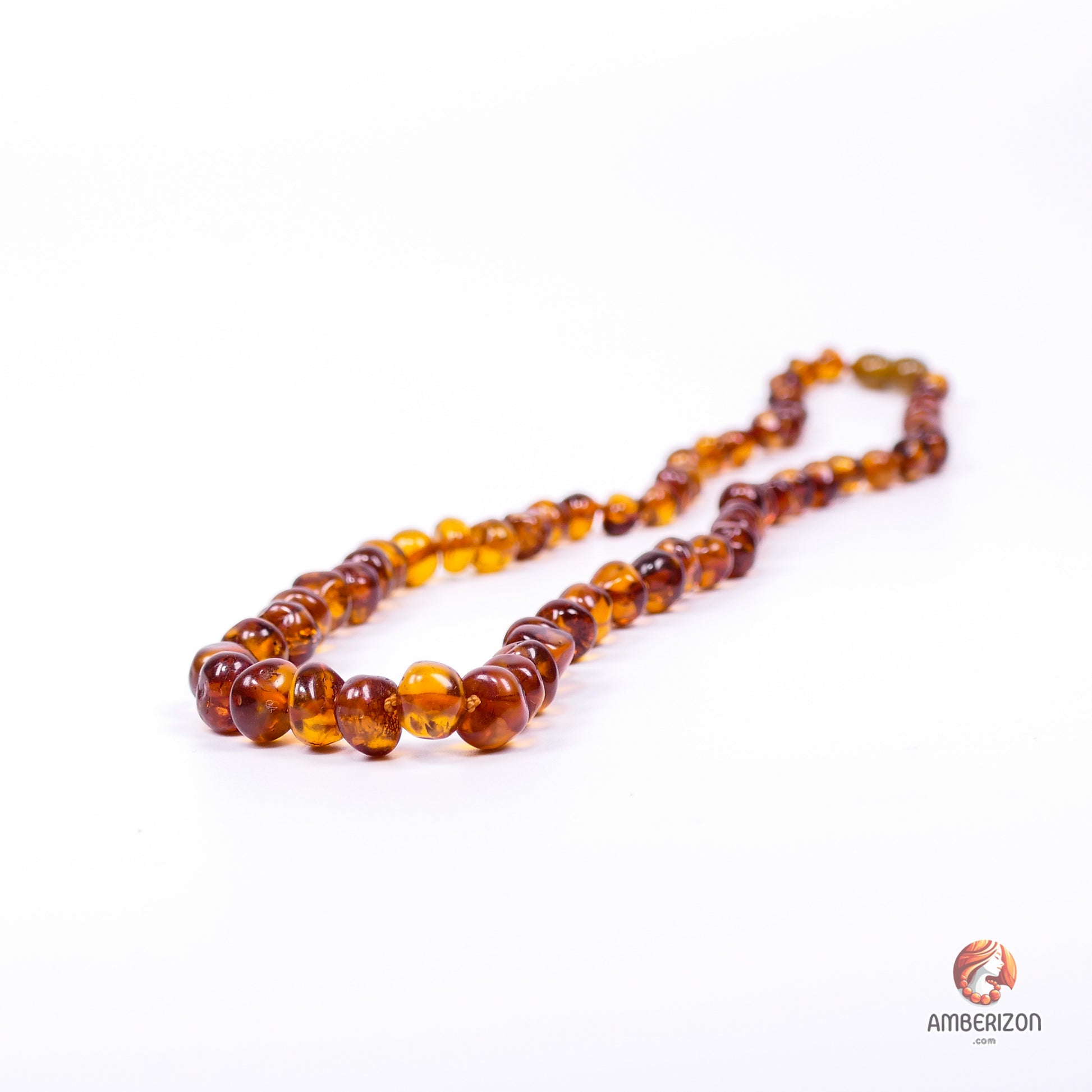 Certified Adult Baltic Amber Necklace - Glossy Finish - Twist Barrel Clasp