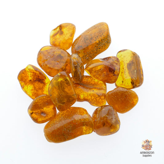 Genuine Baltic Amber Tumbled Stones (Set of 5) - Authentic succinite in honey color