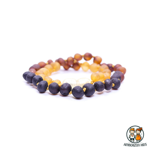 Unpolished raw amber baby necklace - Unisex - Gradient beads