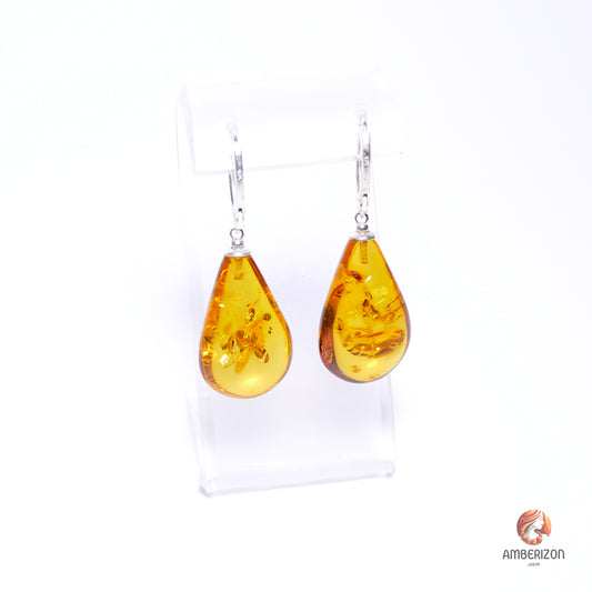 Baltic amber earrings - Honey drops