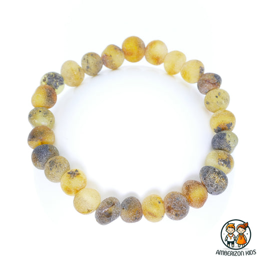 ⌀6.5-7mm - Baltic amber baby bracelet - Unisex - Raw unpolished baroque beads