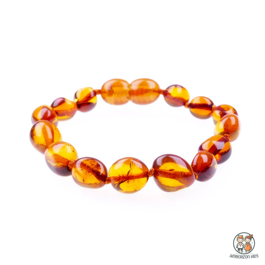 Cognac AAA amber baby bracelet-anklet - Jumbo baroque beads