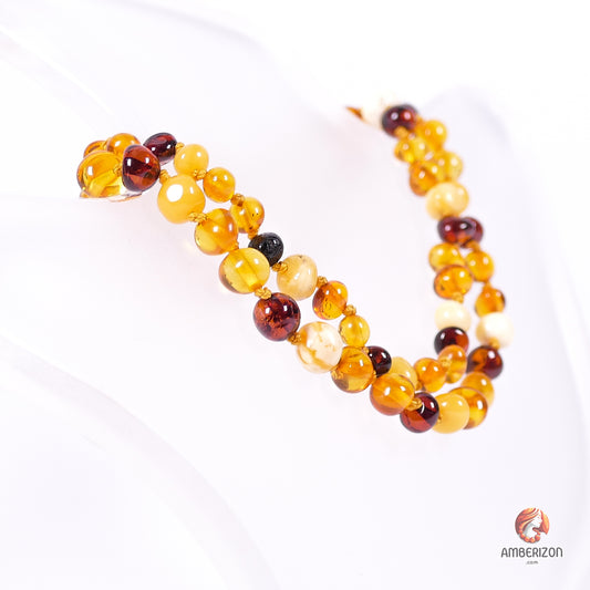 Women's Handcrafted Baltic Amber Necklace - Modern Baroque Design