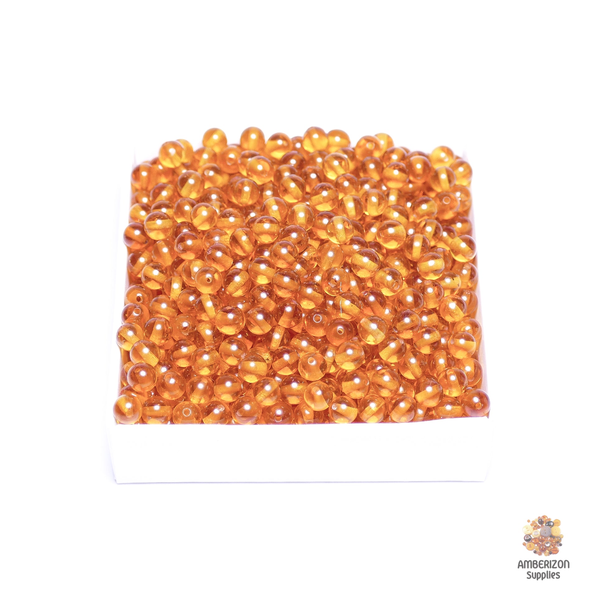 Craft and Jewelry Making Beads: Polished Honey Baltic Amber (Ø4-8mm), Sold Individually