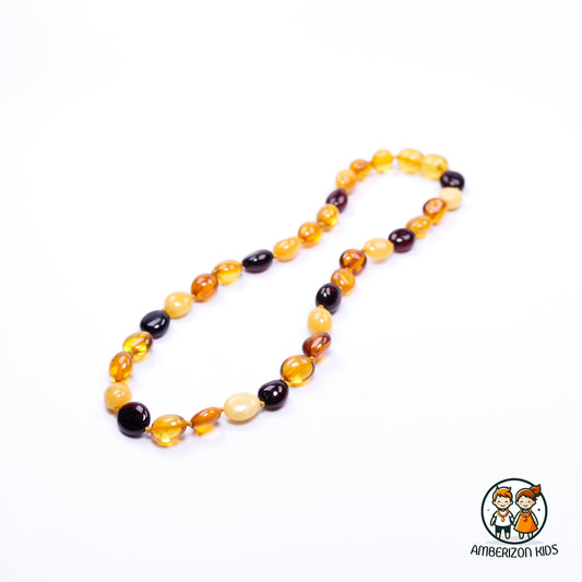 Premium polished Baltic amber baby necklace - Unisex - Large clear translucent multicolored beads