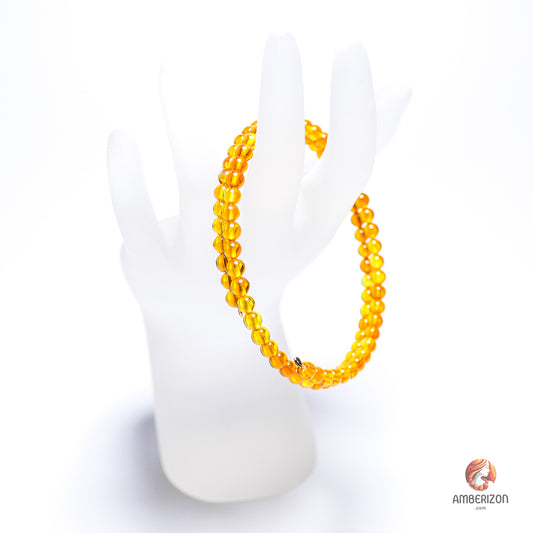 Memory wire amber bracelet - Clear AAA honey round beads
