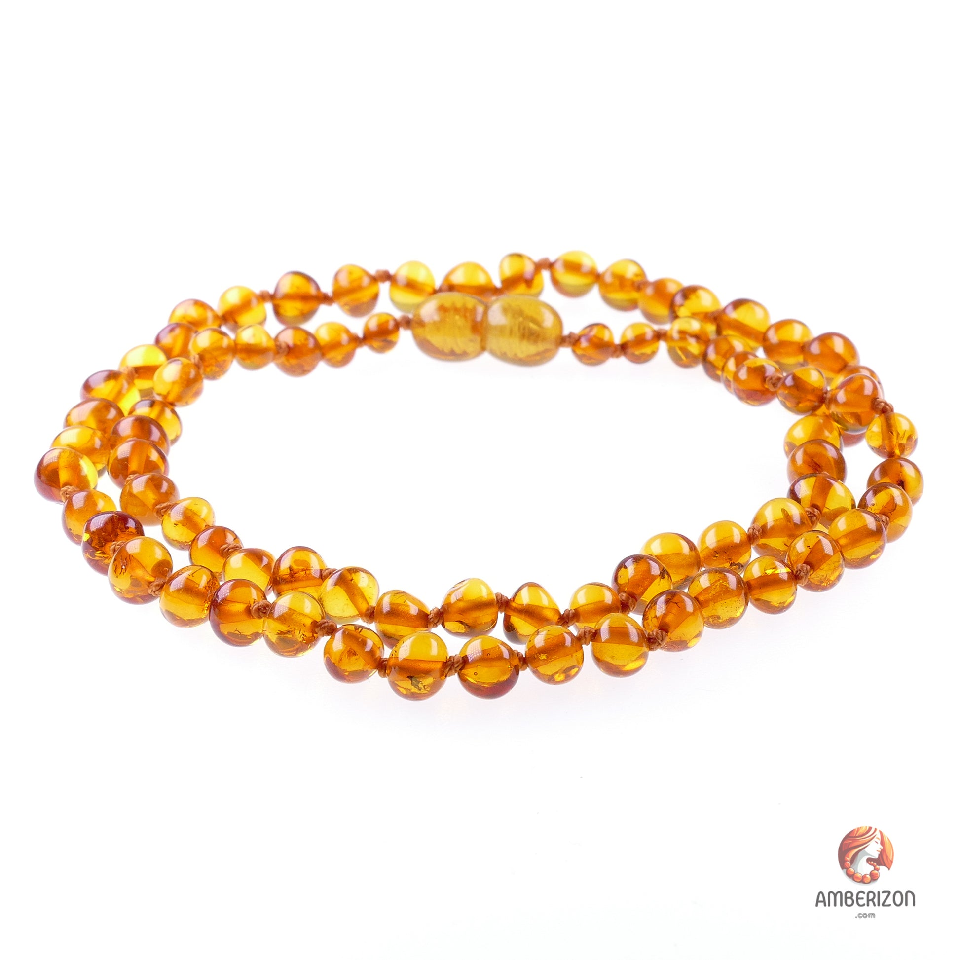 Certified Unisex Baltic Amber Necklace - Glossy Finish - Twist Barrel Clasp
