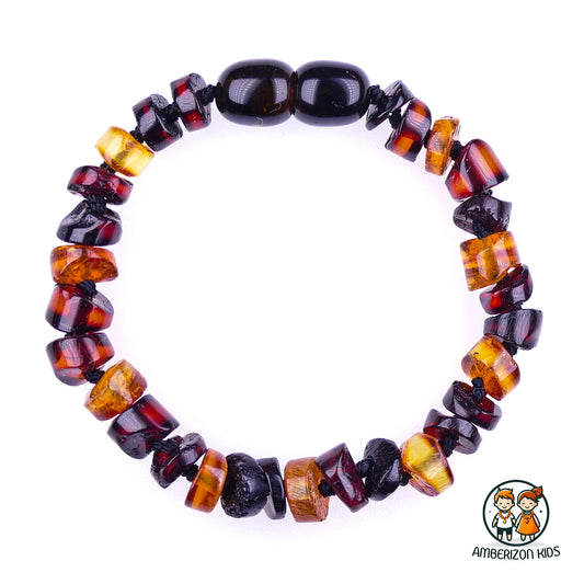 ~⌀5.5mm - Cylinder Baltic amber baby bracelet-anklet - Polished multicolored beads