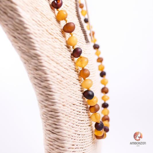 Multicolored Baltic amber necklace - Raw amber jewelry 