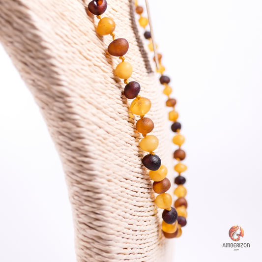 Multicolored Baltic amber necklace - Raw amber jewelry