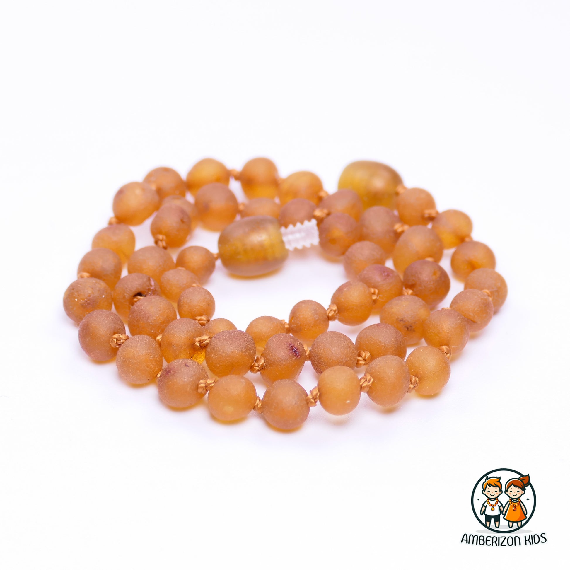 Radiant Ember Amber Teething Necklace - Unisex Design - Premium Raw Amber with Frosted Texture
