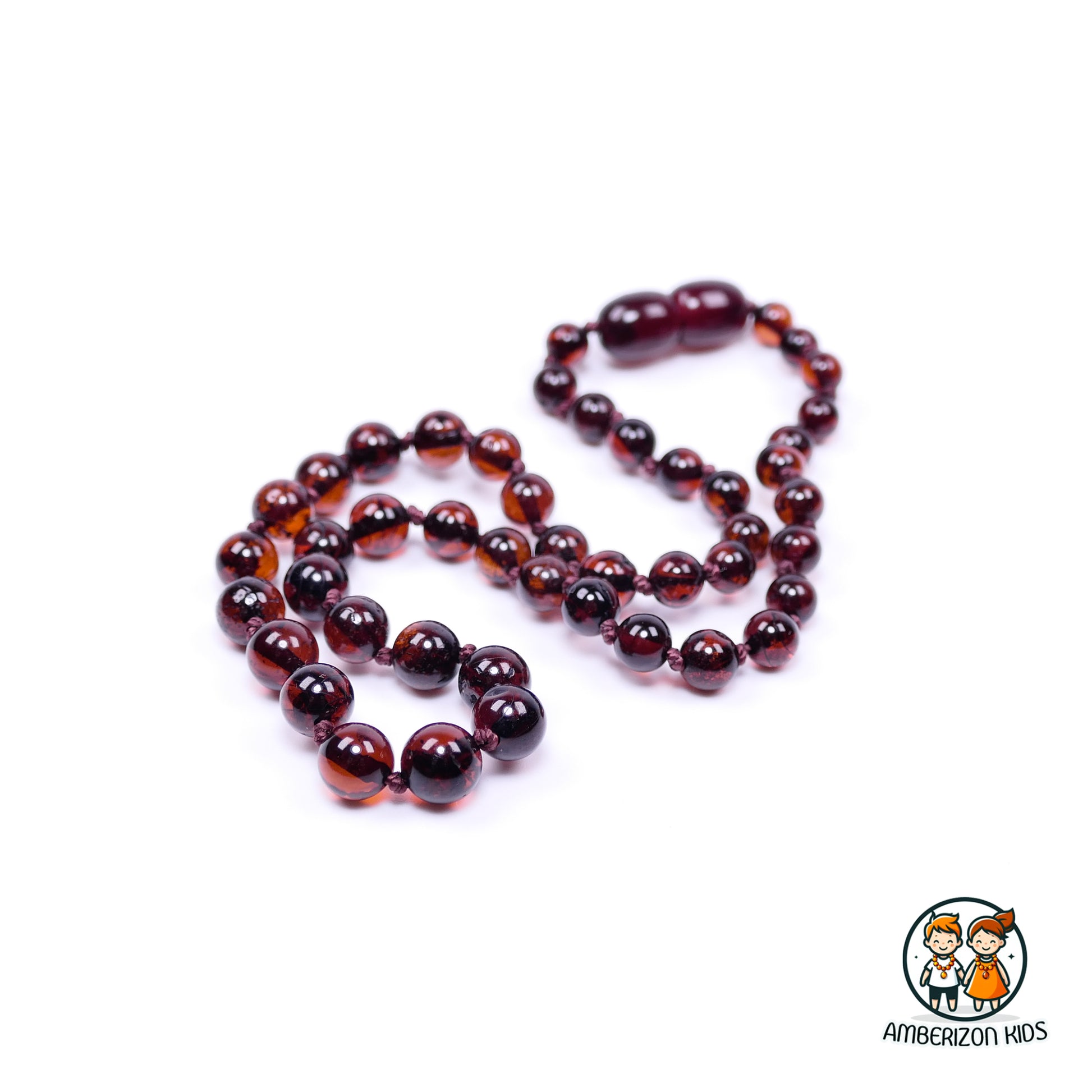 Cherry Baltic amber necklace for teething - Round amber beads (balls)