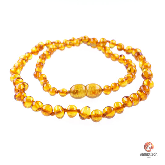 Authentic Baltic Amber Baroque Necklace - Modern Design - Certified