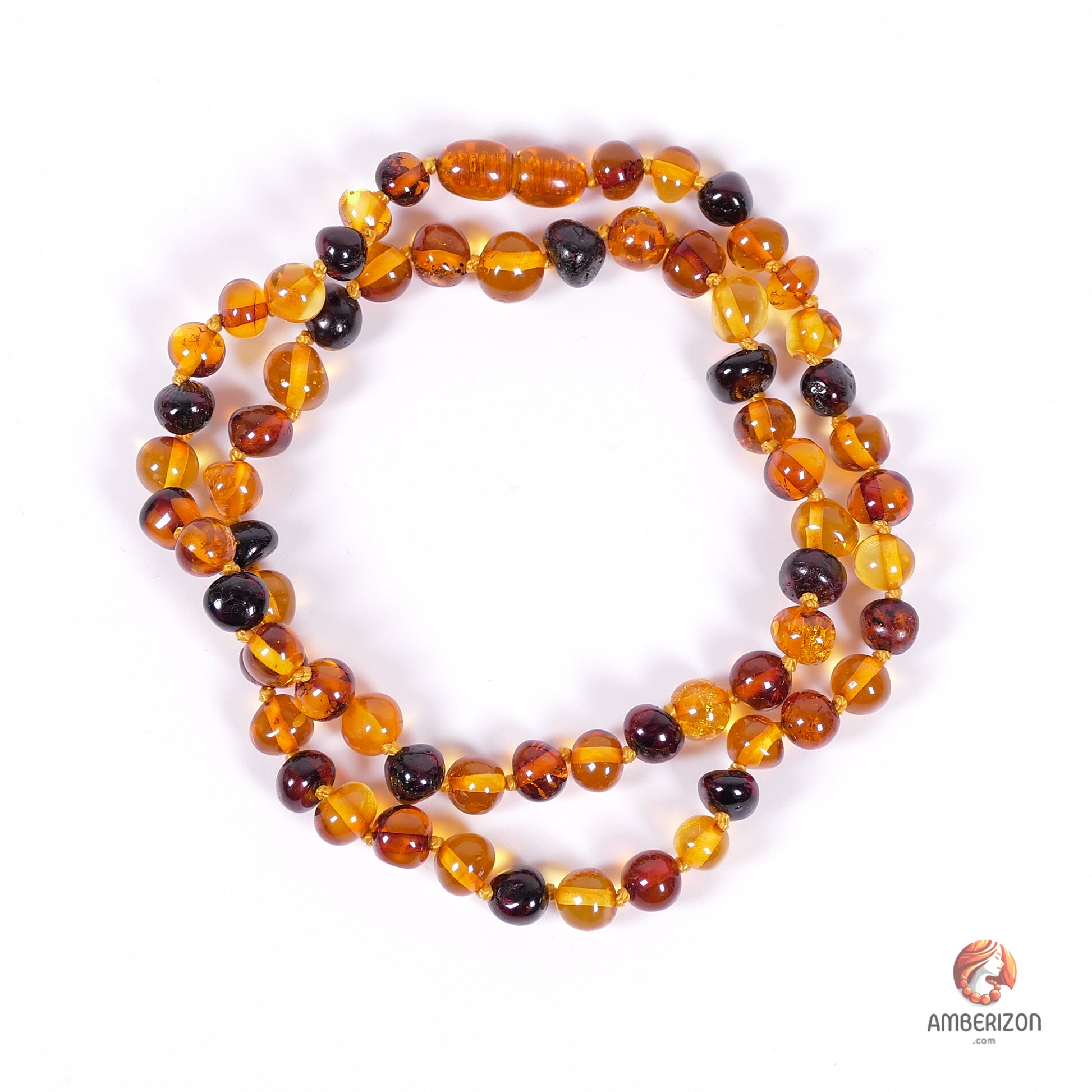 Dark Multicolored Baltic Amber Necklace - 47cm Length