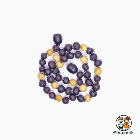 Premium unpolished raw amber baby necklace - Unisex - Cherry and butterscotch baroque beads