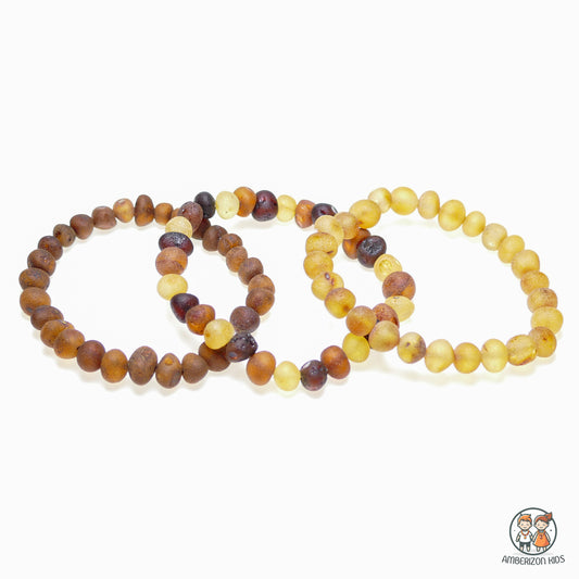 Baby Baltic Raw unpolished amber bracelet-anklet 3x bundle