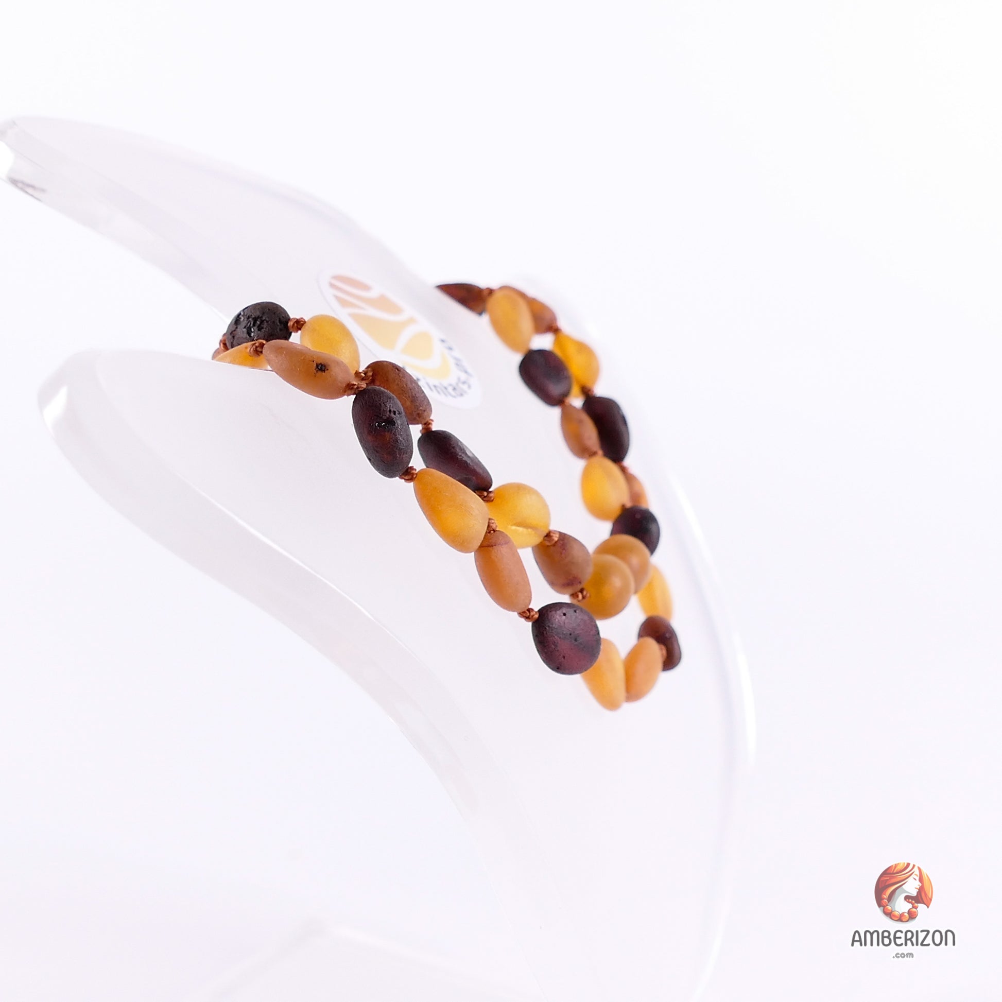 Genuine Baltic Amber Necklace for Women - Dark Multicolored - Barrel Clasp