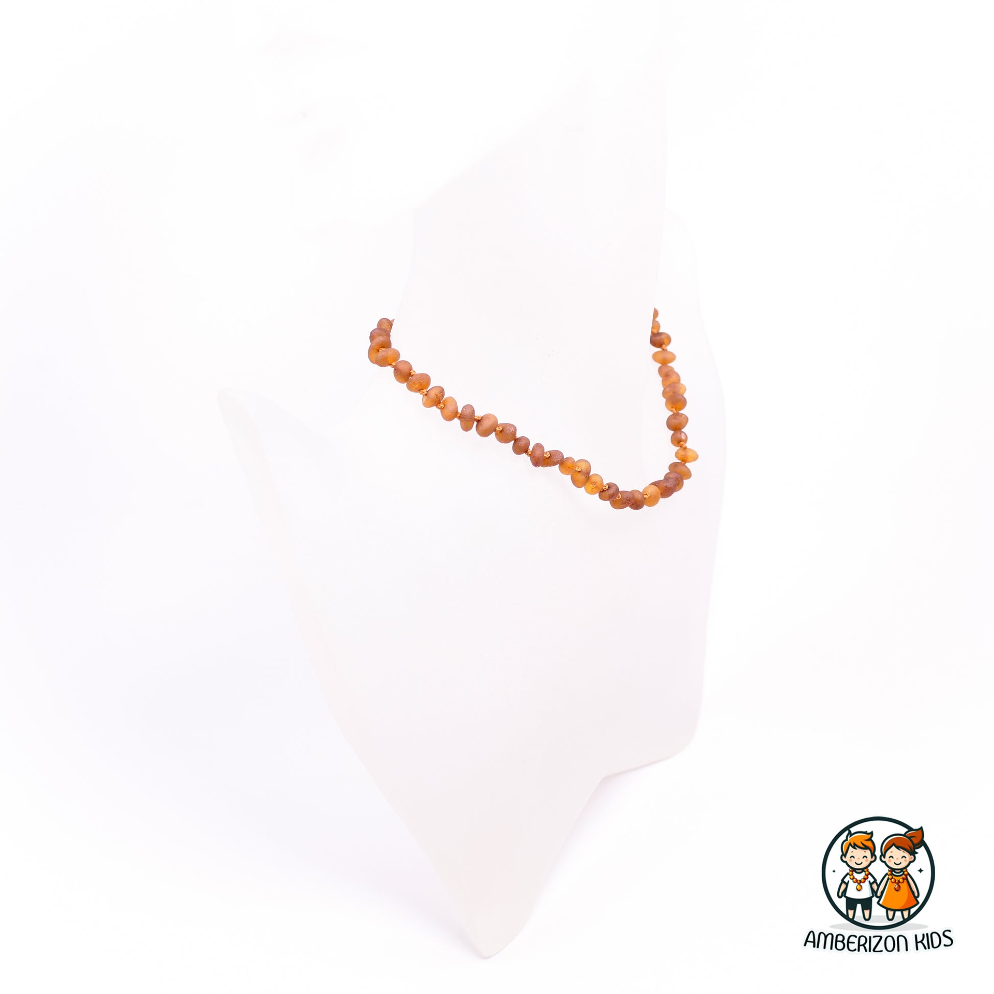 Rustic Radiance: Unpolished Baltic Amber Baby Necklace with Frosted Chips