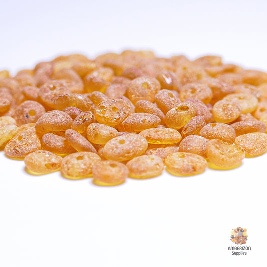 Real Baltic Amber Chips, Honey Color, Ø1-1.1mm Hole, Handcrafted in Lithuania, Sold by Baltic Crafts for Craft Projects