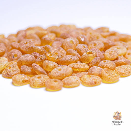 Real Baltic Amber Chips, Honey Color, Ø1-1.1mm Hole, Handcrafted in Lithuania, Sold by Baltic Crafts for Craft Projects