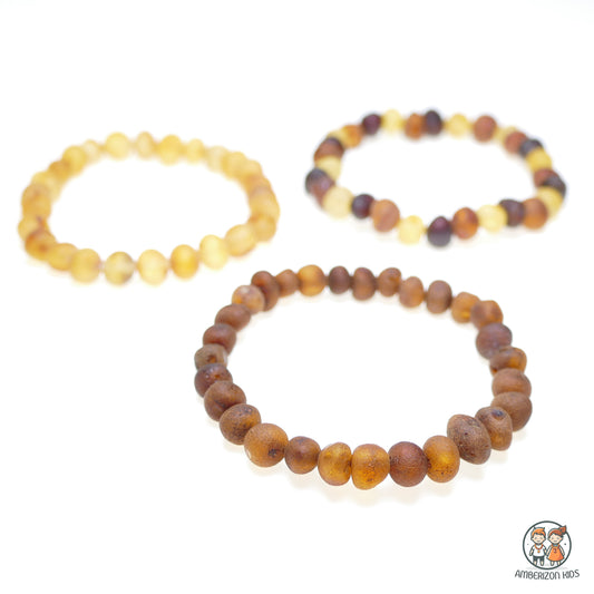 Baby Baltic Raw unpolished amber bracelet-anklet 3x bundle