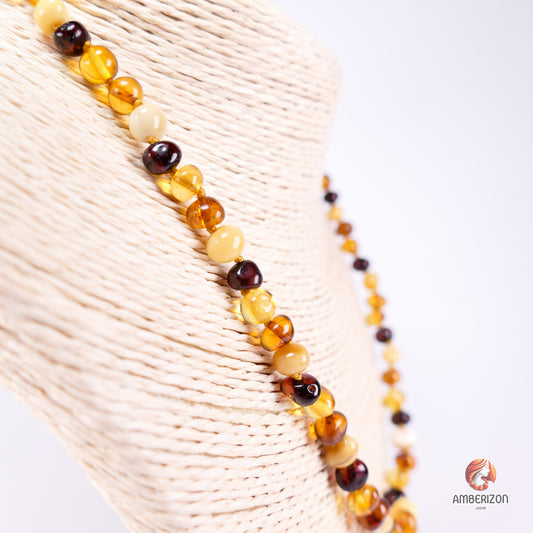 Unisex Baltic Amber Necklace - Multicolored