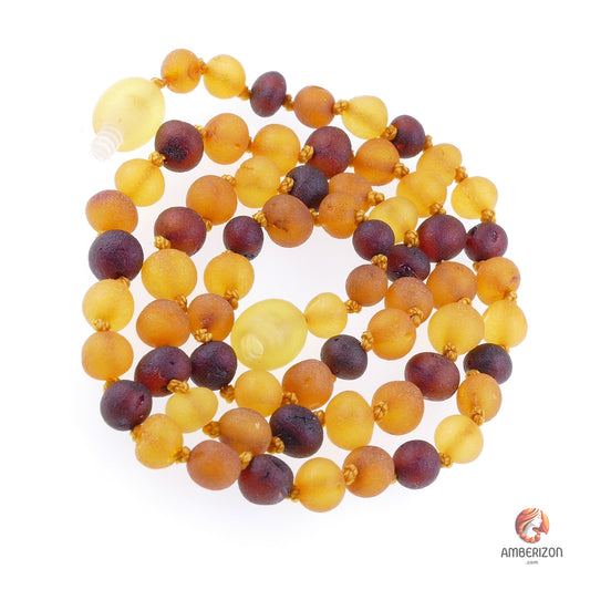 Minimalist unisex Raw amber necklace | Genuine Baltic amber beads
