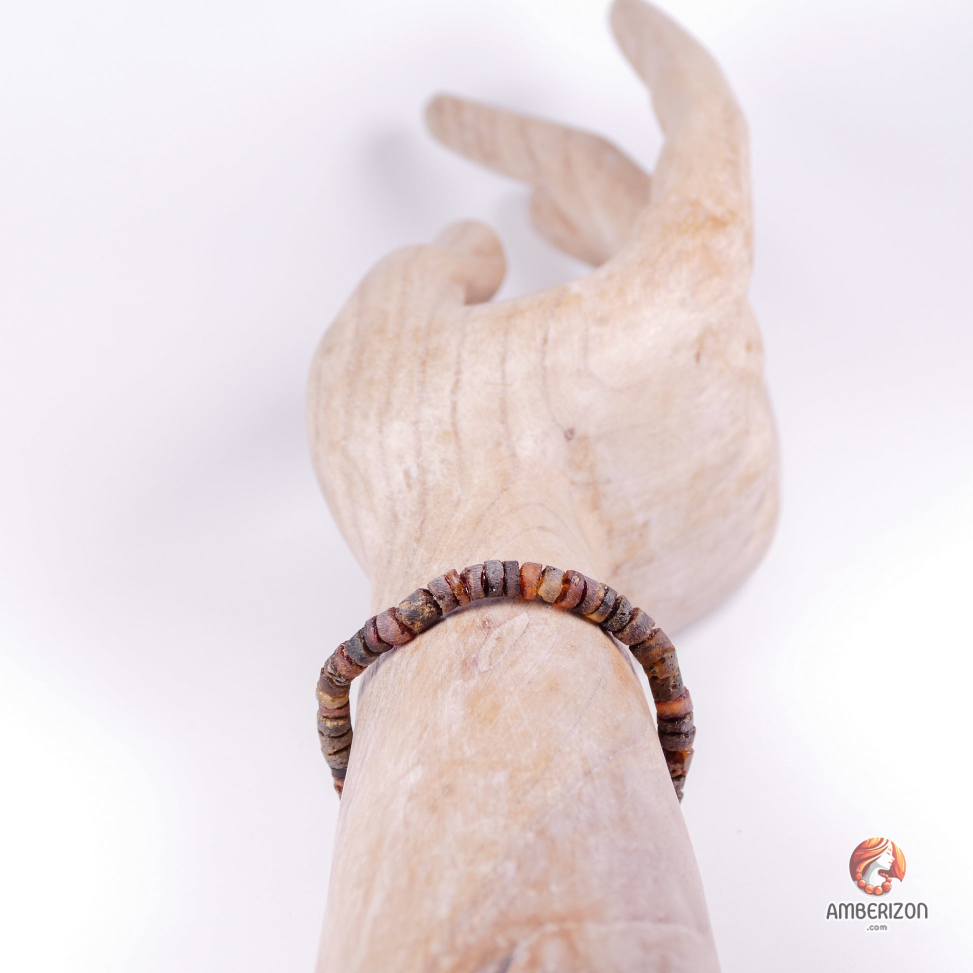 Raw Amber Bracelet: Vibrant Red-Orange Cylinders - Stretchable Design