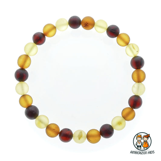 ⌀6mm - Premium round amber baby bracelet - Multicolored raw amber balls