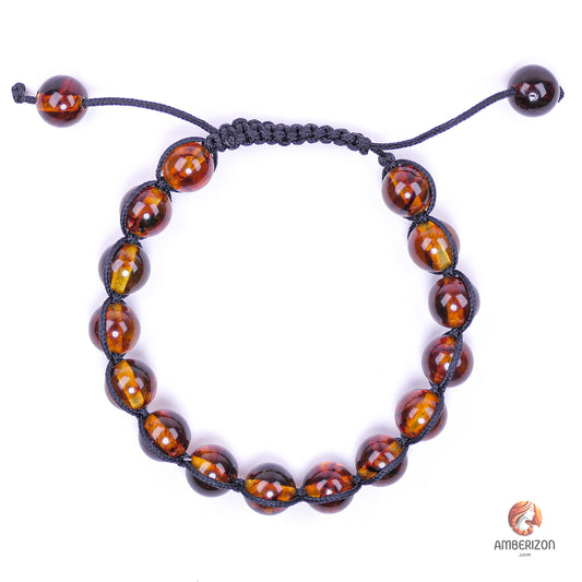 Round Shamballa amber bracelet - Clear round beads