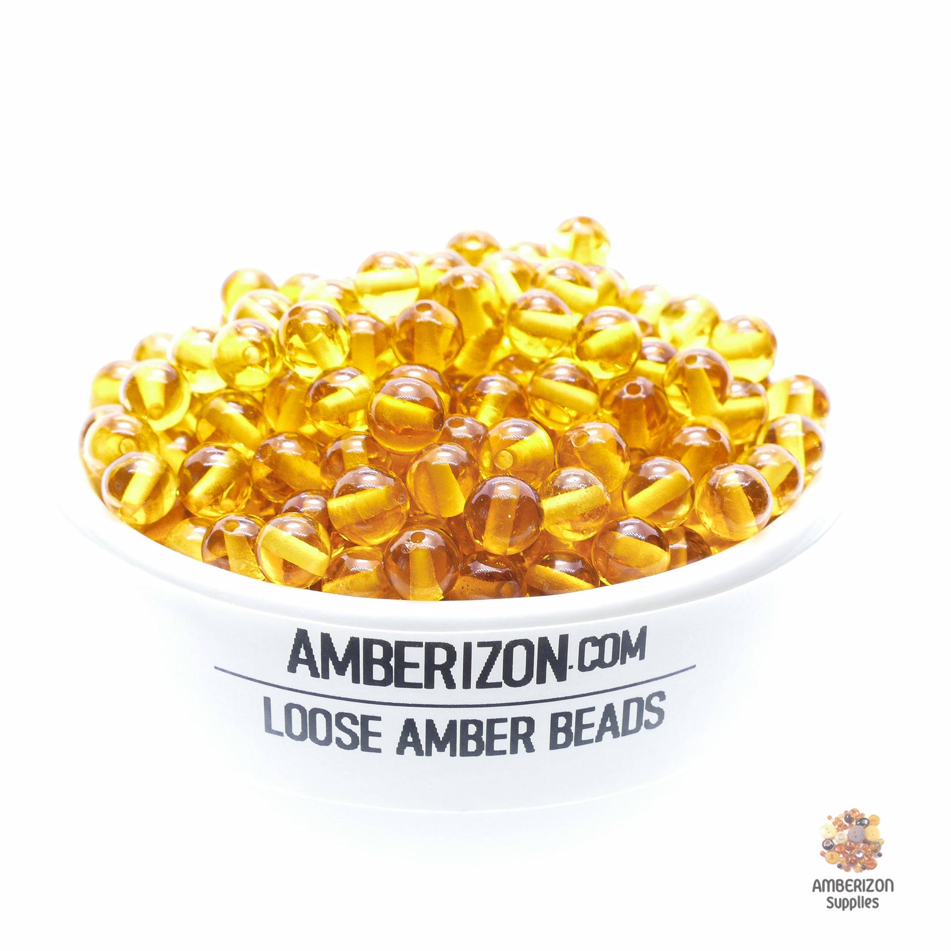 Loose Baltic Amber Beads - Honey (Ø4mm, Ø5mm, Ø8mm), Polished Glossy, Sold by Bead