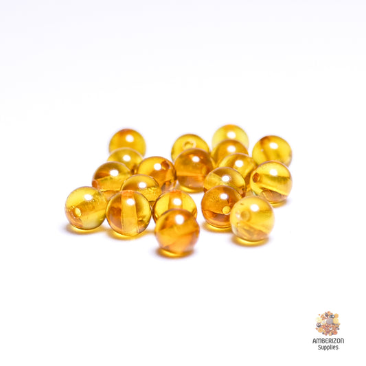 Ø4mm, Ø5mm, Ø8mm - Loose amber beads for DIY - Drilled round Baltic amber balls - AAA grade